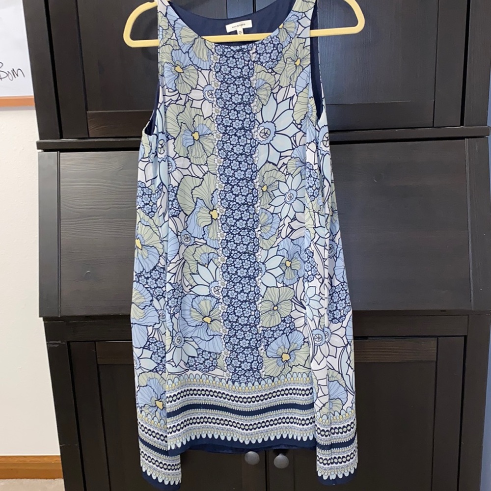 Max Studio Blue and White Floral Midi Dress